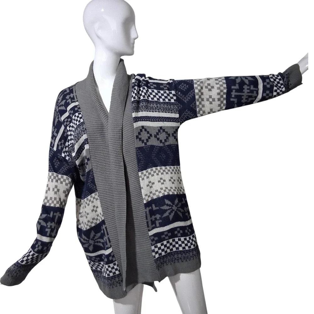 Y2k Wet Seal Fair Isle Slouchy Womens‎ size 1X Fairygrunge Casual Open Cardigan